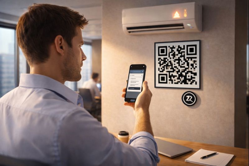 Így működik a QR kódos hibakezelés az AiCO|Facility-ben